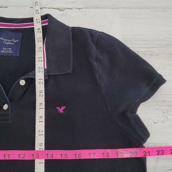 American Eagle Outfitters | Womens Fitted Polo | Color: Black | Size: XXL - Picture 6 of 6